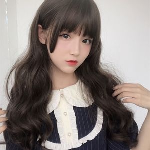 Wavy Fluffy Brown Wig Long Curly  length For Black